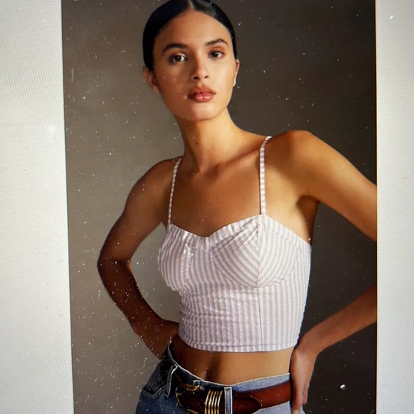 By Anthropologie purple/white stripe bustier top - Picture 6 of 6